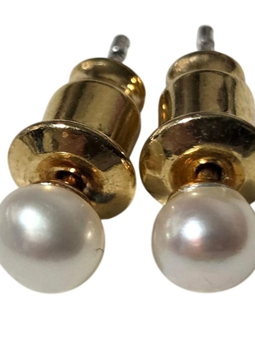 Gold Pearl Stud Earrings - Classic White Pearl